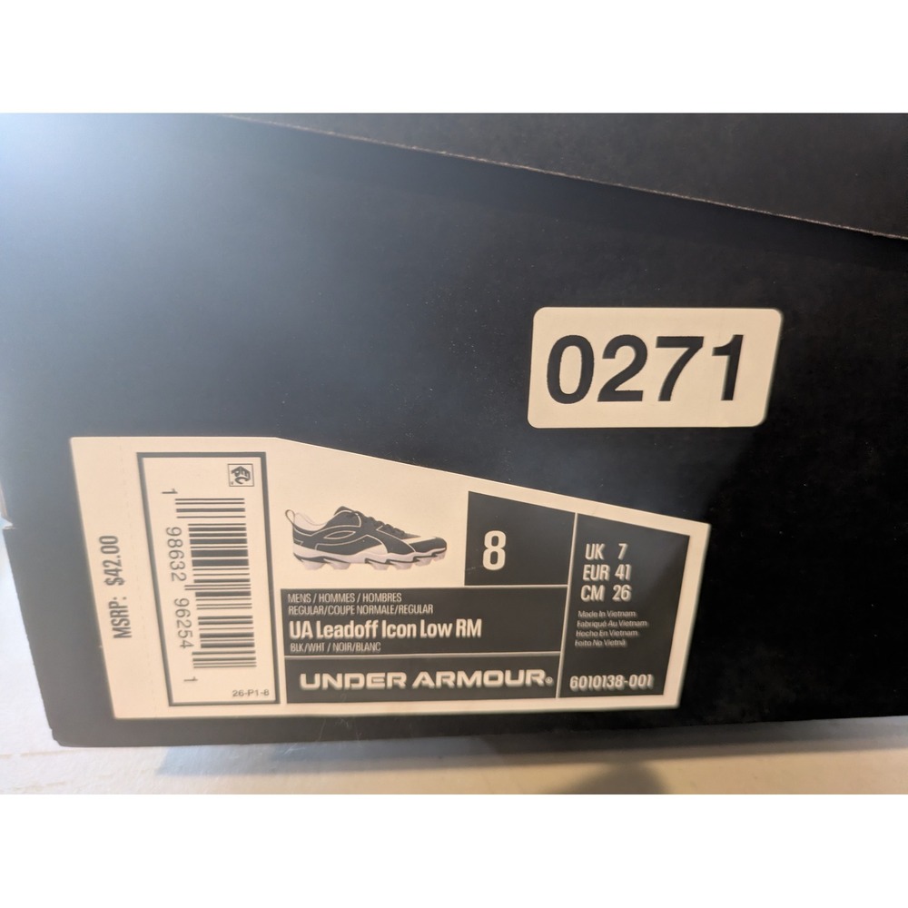 NEW Under Armour Leadoff Icon Low RM Men's 8 Black White Baseball Cleats - Picture 10 of 10